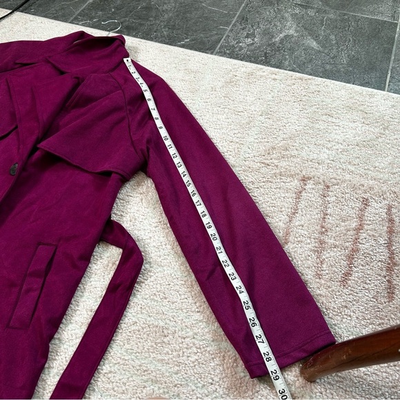 NWT MELLODAY Rich Magenta Trench Coat Mid Length Size XL Outerwear Fall Autumn - Picture 10 of 11